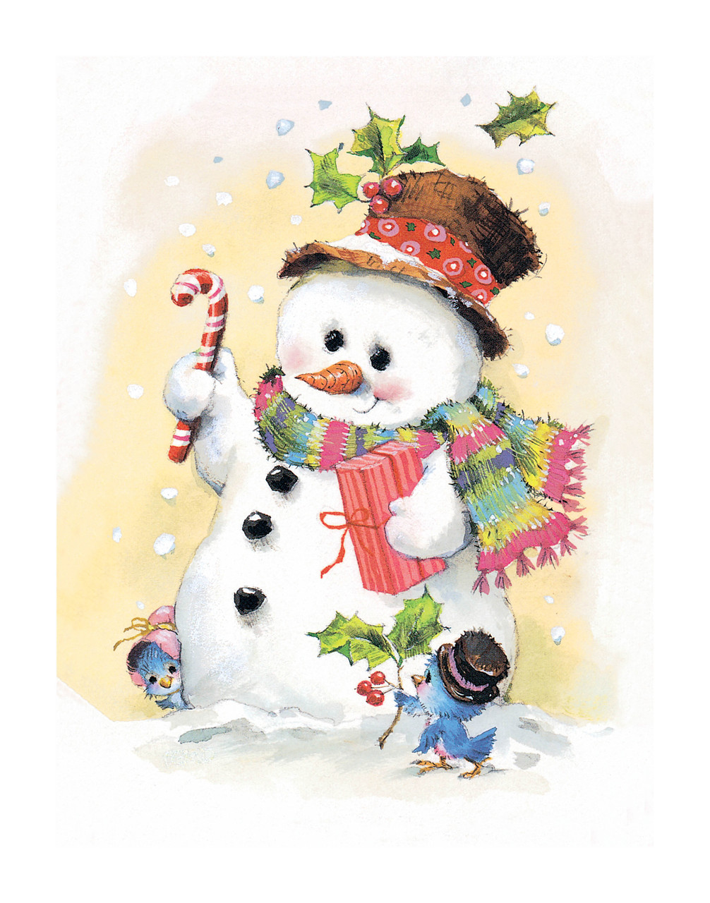 Frosty Snowman Winter Scene Wall Decor Art Print