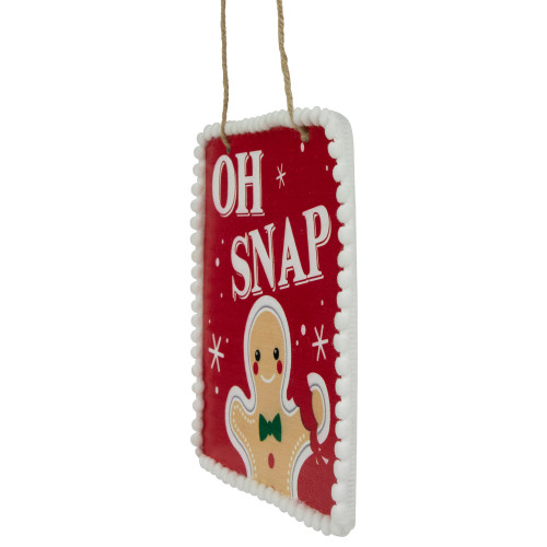 6.25" Gingerbread Man "OH SNAP" Square Christmas Ornament