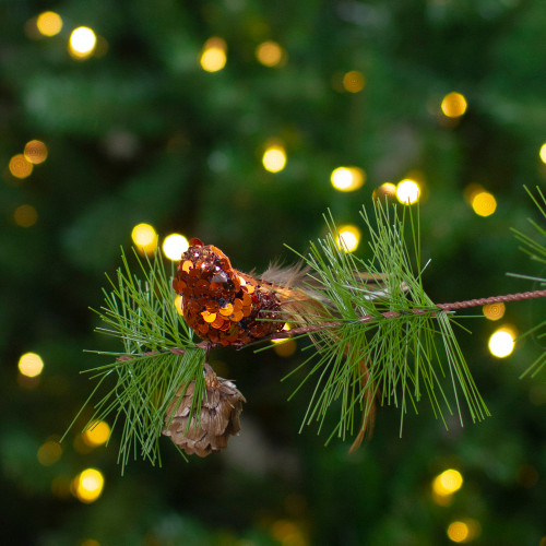 4.5" Right Facing Orange Sequined Bird Christmas Ornament