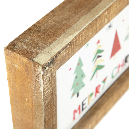 11.75" Framed Merry Christmas Trees Metal Wall Sign