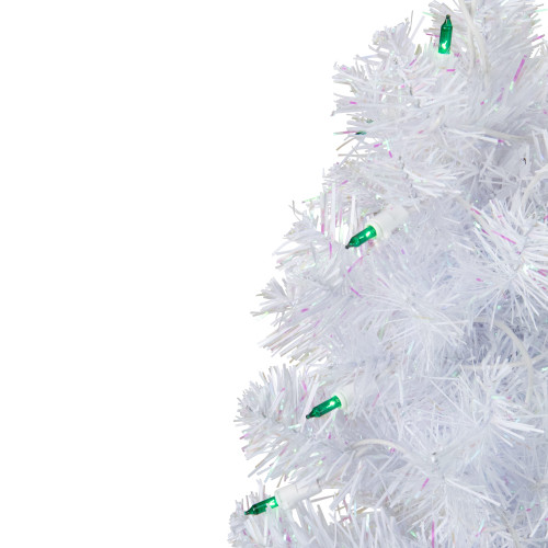 2' Pre-Lit Slim White Artificial Christmas Tree - Green Lights