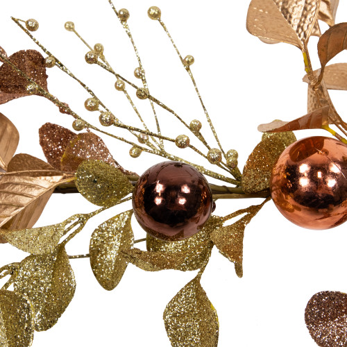Ball Ornaments Glittered Christmas Garland - 5' x 10" - Gold and Copper Tone