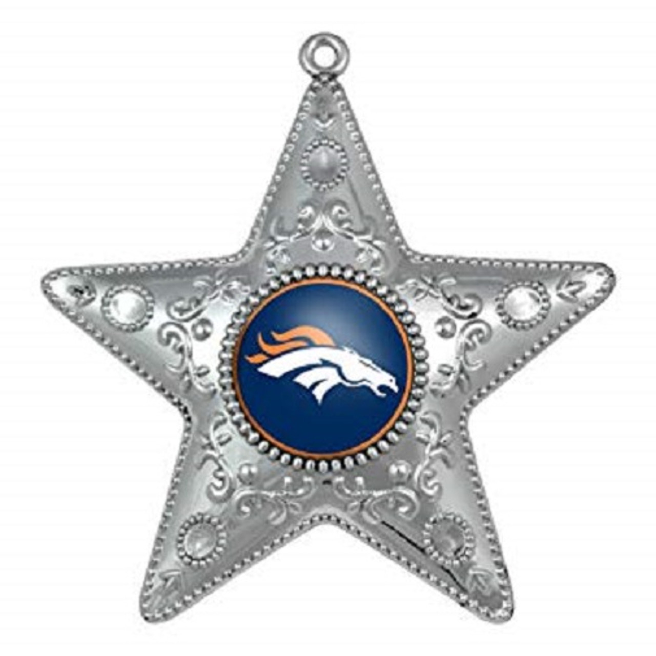 Denver Broncos NFL Sports Collectors Series Silver Star Ornament