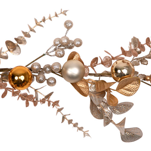 Glittered Mixed Leaves and Berries Artificial Christmas Garland - 6' x 9" - Unlit