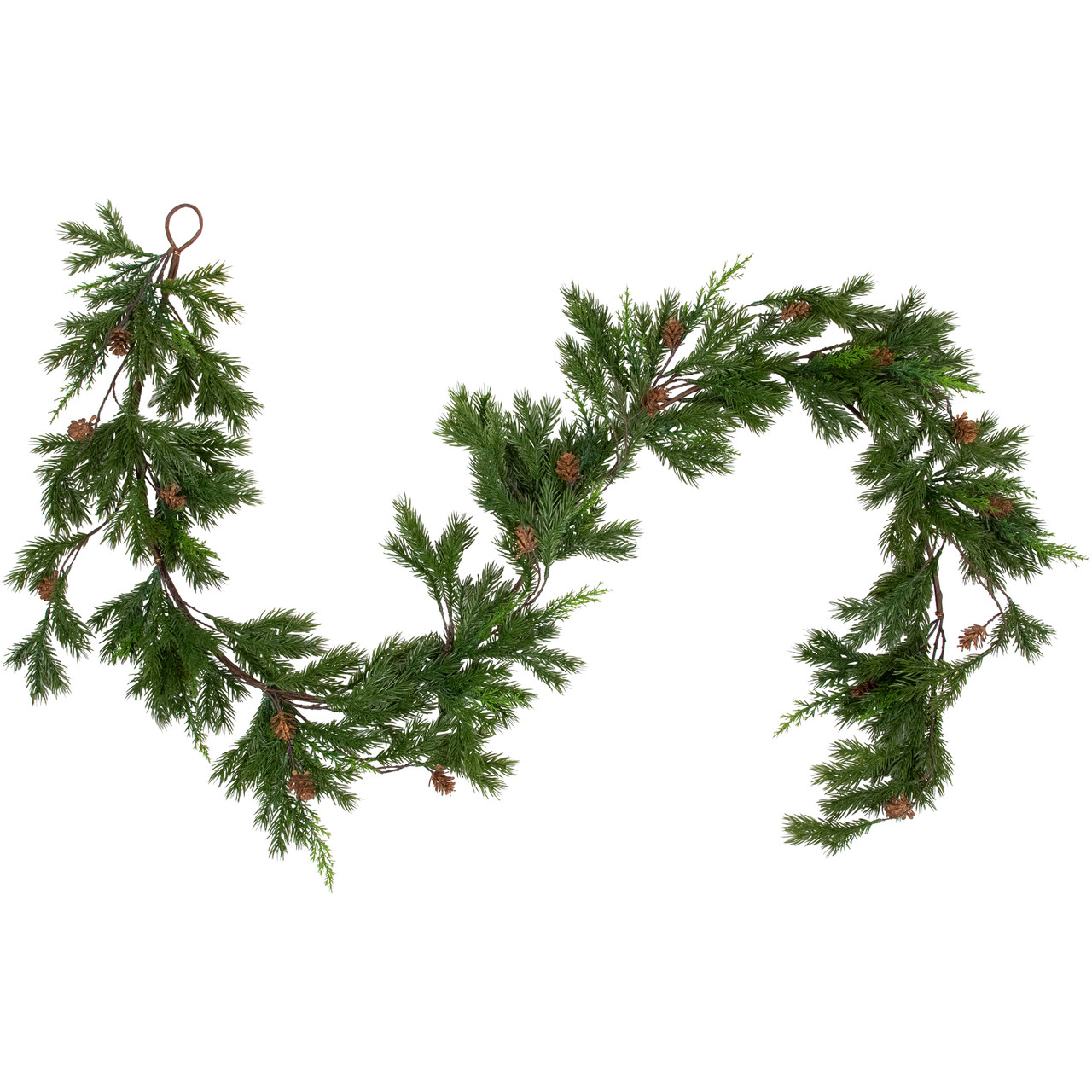 Real Touch?? Cypress and Pinecone Artificial Christmas Garland - 6' x 8" - Unlit
