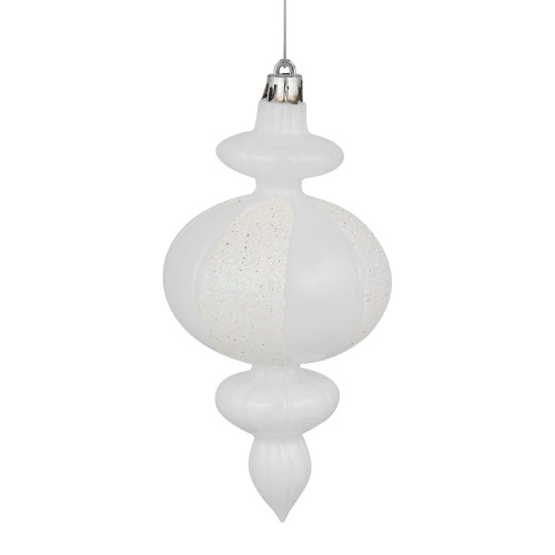 8-Count White Shatterproof Finial Christmas Ornaments, 6"