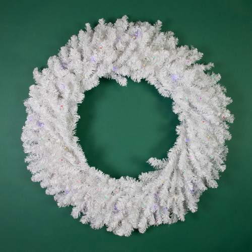 Pre-Lit White Pine Battery Operated Christmas Wreath - 36" - Multicolor LED Lights