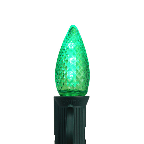 Pack of 4 Faceted Transparent Green LED C7 Christmas Replacement Bulbs