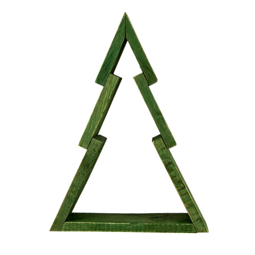 Geometric Wooden Christmas Tree Display - 9.5" - Green
