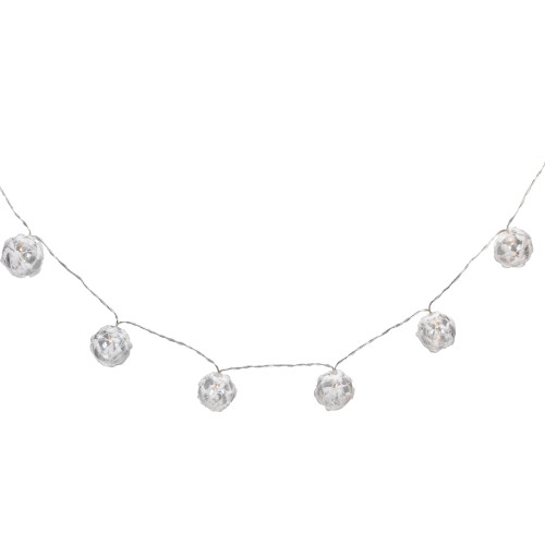 10 B/O LED Warm White Clear Round Ball Christmas Lights - 4.75' Clear Wire