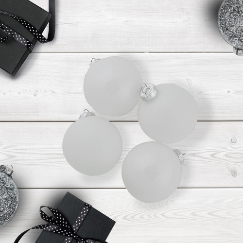 9ct Shiny and Matte White Glass Ball Christmas Ornaments 2.5" (65mm)