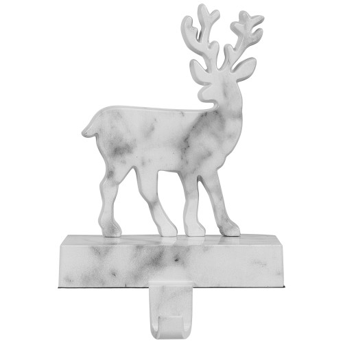 Marbled Standing Deer Christmas Stocking Holder - 7.5" - White and Black
