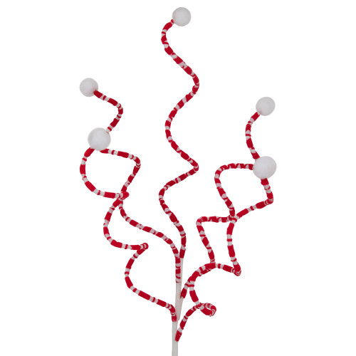 24" Red and White Striped Candy Cane Curls Christmas Spray