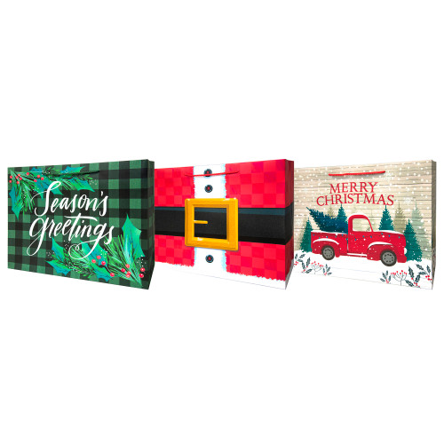Pack of 3 Large Assorted Christmas Gift Bags with Rope Handle