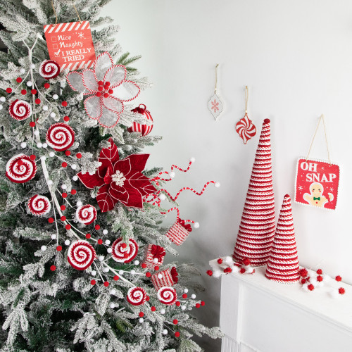 30" Candy Cane Swirls and Pom Poms Christmas Garland