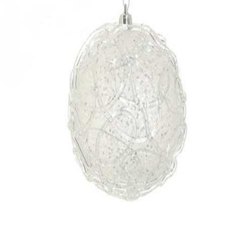 Glittered Clear and Silver Shatterproof Christmas Ball Ornament 4" (100mm)