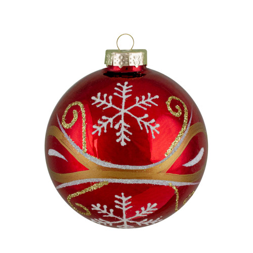 4ct Red and Gold Glass Hanging Christmas Ball Ornaments 2.5-Inch (67mm)
