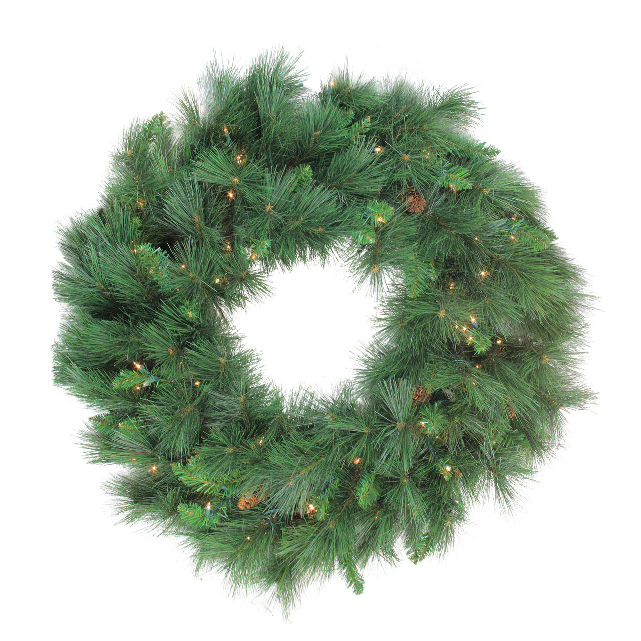 Pre-lit White Valley Pine Artificial Christmas Wreath - 48" - Clear Lights