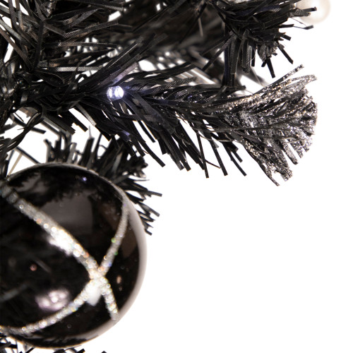 Pre-Lit Battery Operated Black Pine Artificial Christmas Garland - 9' x 6" -  Cool White LED Lights