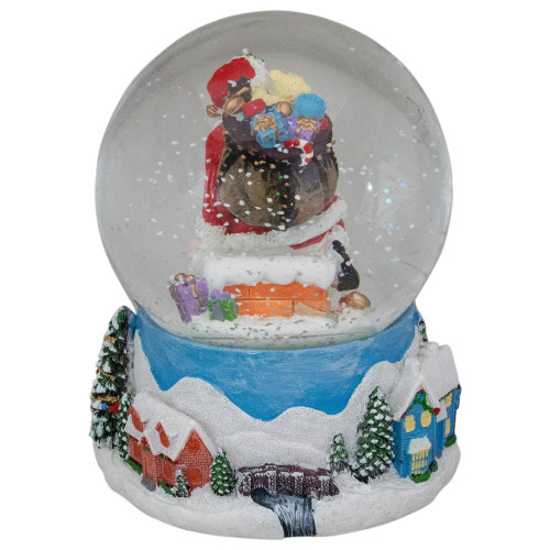 6.5" Santa Coming Down the Chimney Christmas Snow Globe