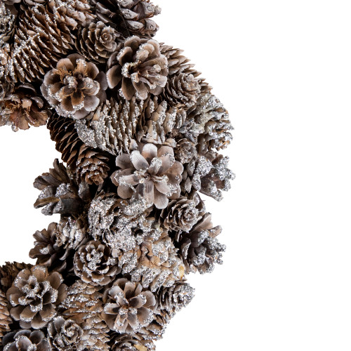 Frosted Assorted Pinecone Decorative Christmas Wreath, 13.5-Inch, Unlit