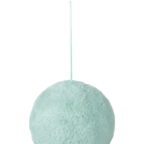 4" Light Green Faux Fur Plush Ball Christmas Ornament