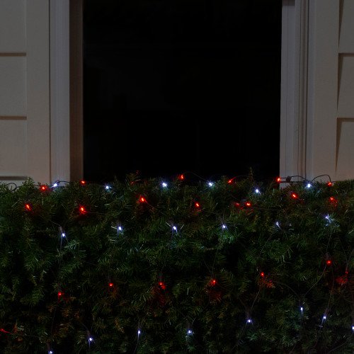 4' x 6' Red and White Micro LED Net Style Christmas Lights, Brown Wire