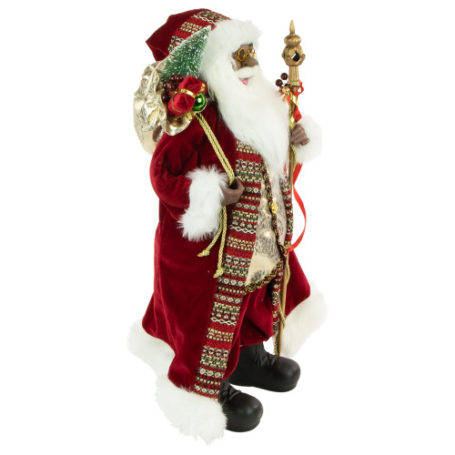 24" African American Santa Claus with Gift Bag Christmas Figure