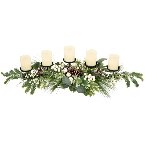 Berries and Eucalyptus Artificial Christmas Candle Holder - 42"