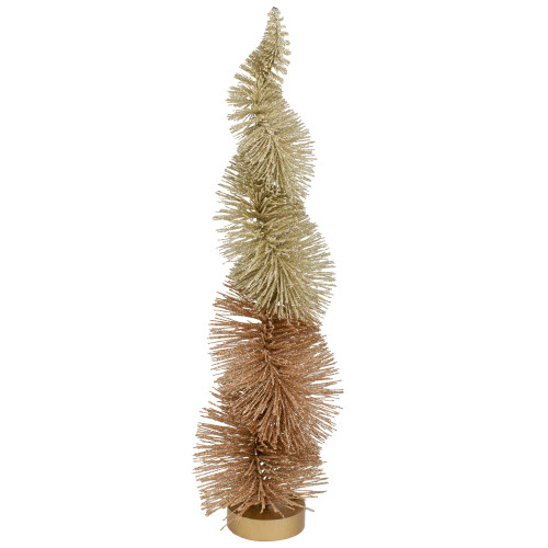 Glittered Spiral Sisal Christmas Tree Decoration - 14" - Gold Finish