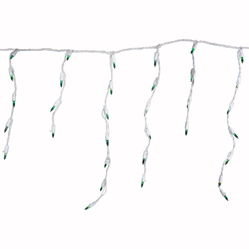 100 Count Green Mini Icicle Christmas Lights - 3.5 ft White Wire