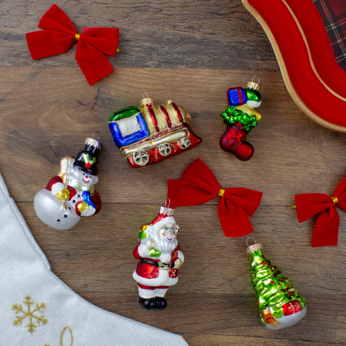 5ct Vibrantly Colored Festive Holiday Christmas Figurine Ornaments 3.5"