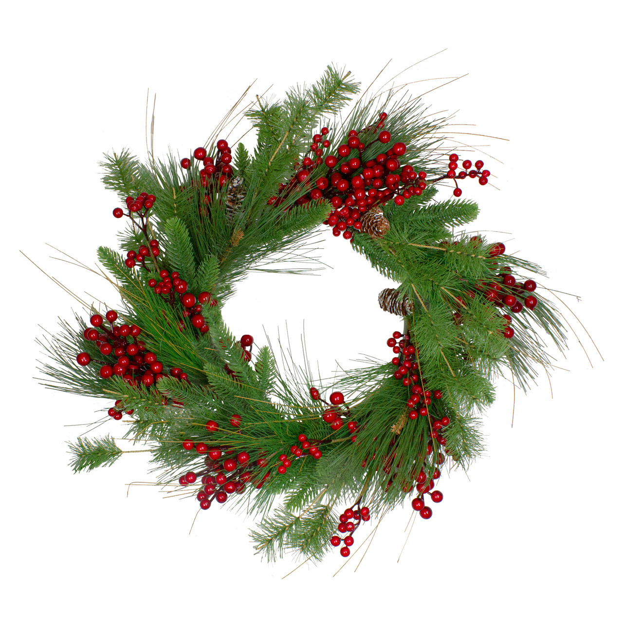 Real Touch?? Mixed Pine and Berry Artificial Christmas Wreath - 24" - Unlit