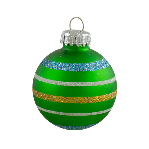 10ct Green and Blue Matte Glass Christmas Ball Ornaments 1.75" (45mm)