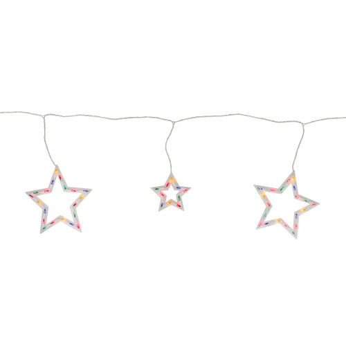 Star Shaped Mini Icicle Christmas Lights - 7' - Multi-Color - White Wire