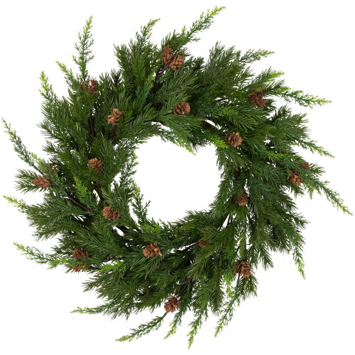 Real Touch?? Cypress and Pinecone Artificial Christmas Wreath  - 24" - Unlit
