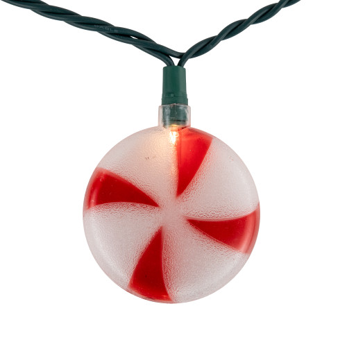 10-Count Peppermint Candies Christmas Lights - 6ft Green Wire