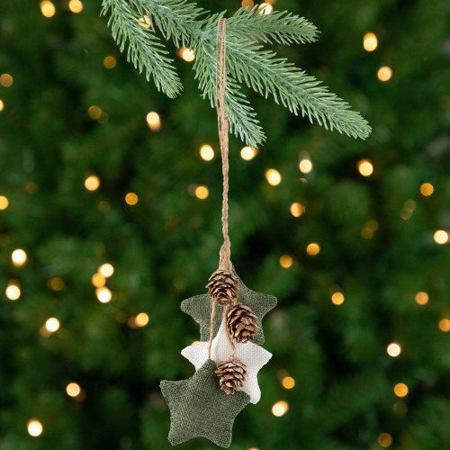 Burlap Star and Pine Cones Plush Christmas Ornament - 11.75"