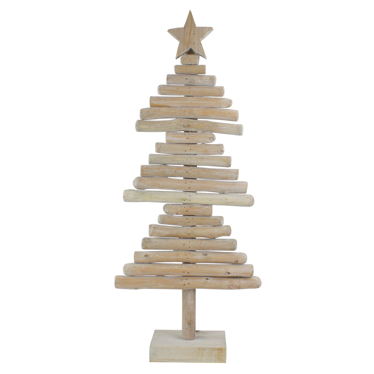 Rustic Wooden Christmas Tree with Star Decoration - 25.5"