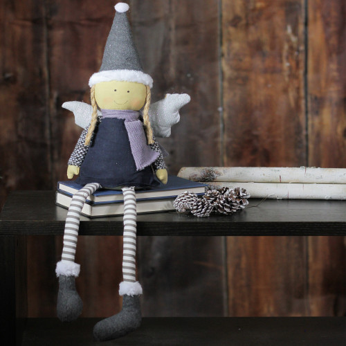 Angel Girl with Dangling Striped Legs Christmas Figure - 26.5"