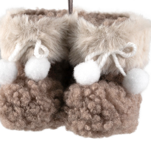 High Pile Fleece Winter Booties Christmas Ornament - 4"