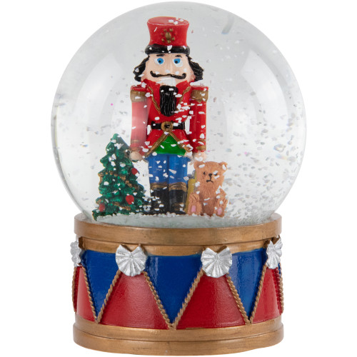 6" Nutcracker with Teddy Bear Musical Christmas Snow Globe