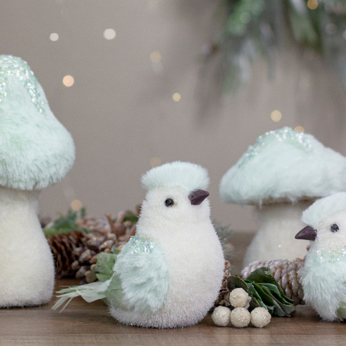 Christmas Bird with Sequins - 4.25" - Light Green