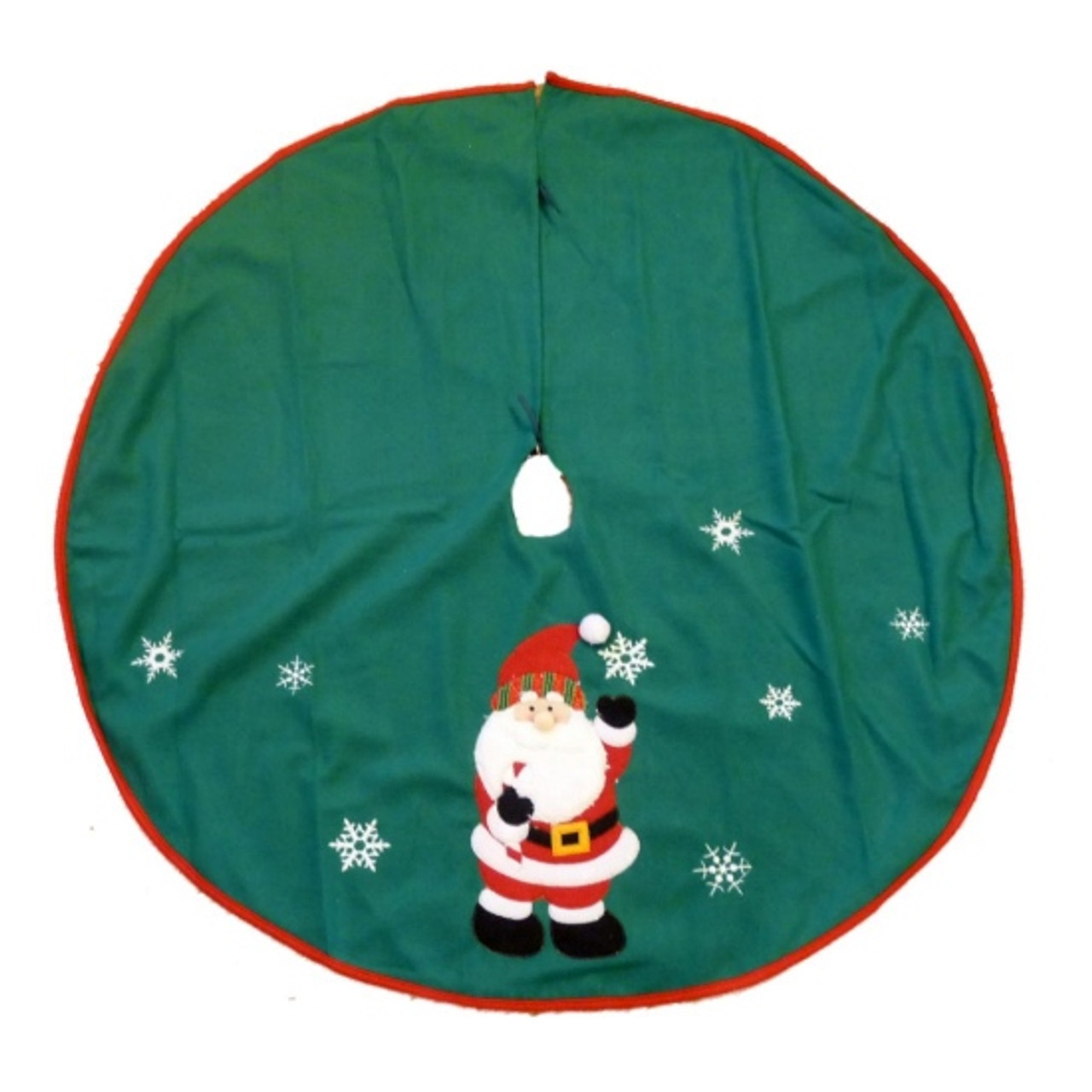 Trimmery Green Felt Santa Claus Snowflake Christmas Tree Skirt Xmas Holiday