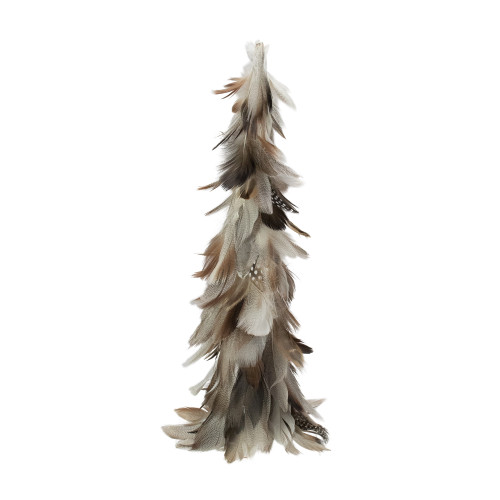 Layered Feather Cone Tree Christmas Decoration - 15.5" - Brown and Gray