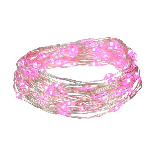 100-Count Pink LED Micro Fairy Christmas Lights, 16ft Copper Wire
