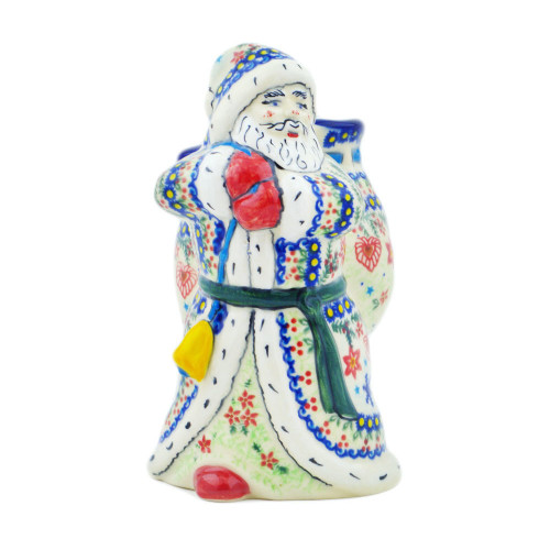 Polmedia Polish Pottery Santa Shaped Jar 9" Holiday Cheer