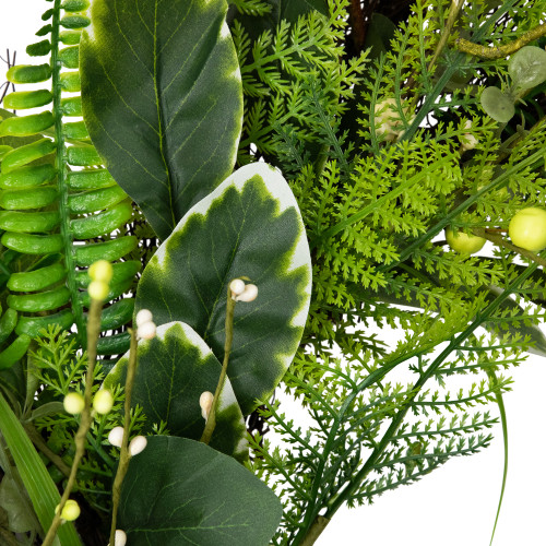 Green and Brown Foliage Artificial Spring Wreath with Nest - 24" - Unlit