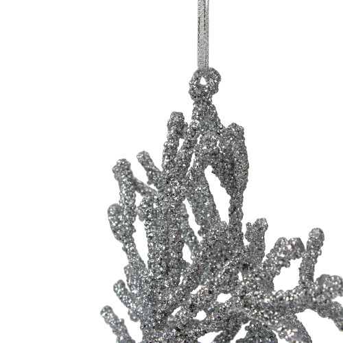 7.5" Silver Glitter Snowflake Christmas Ornament