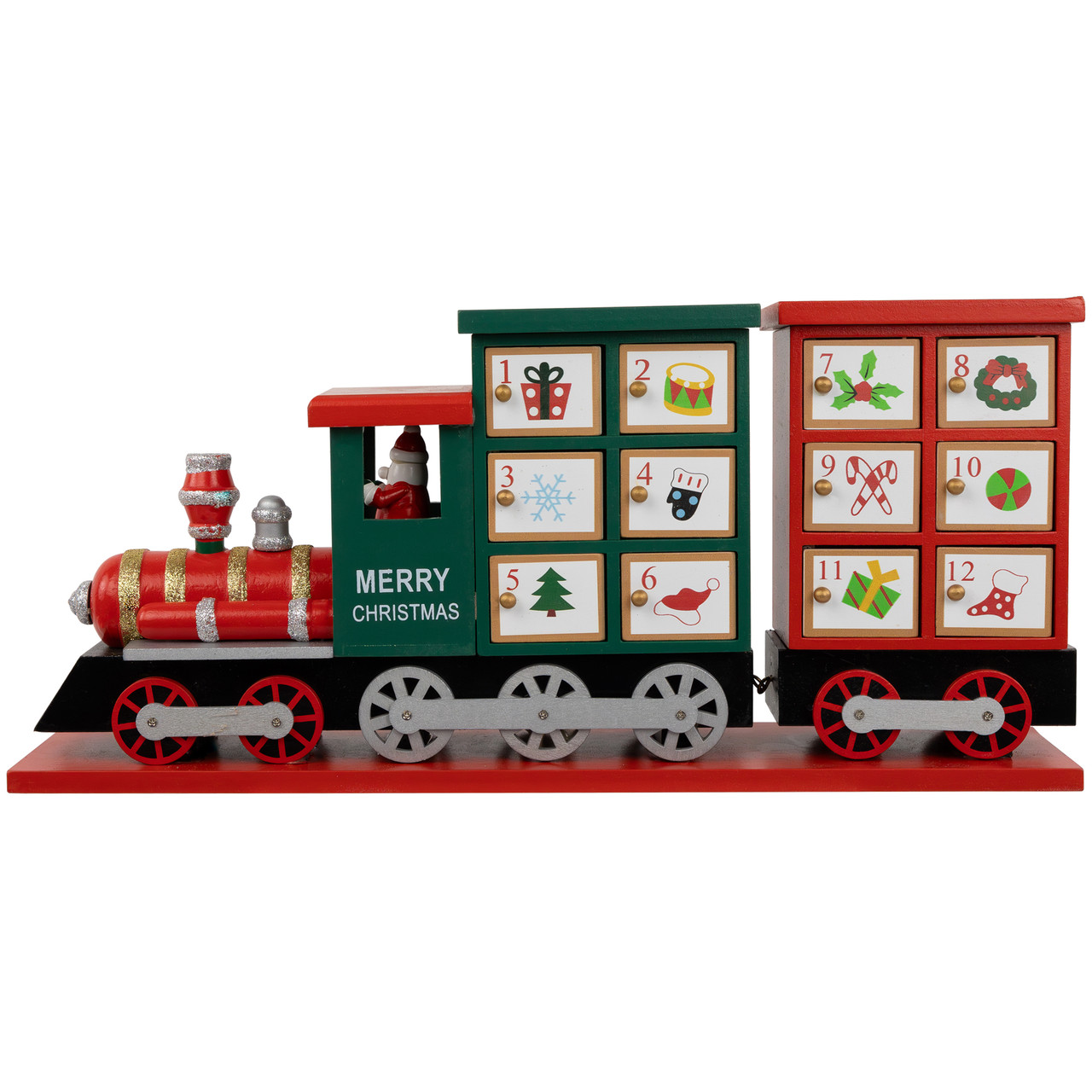 16.5" Locomotive Train Wooden Christmas Advent Calendar